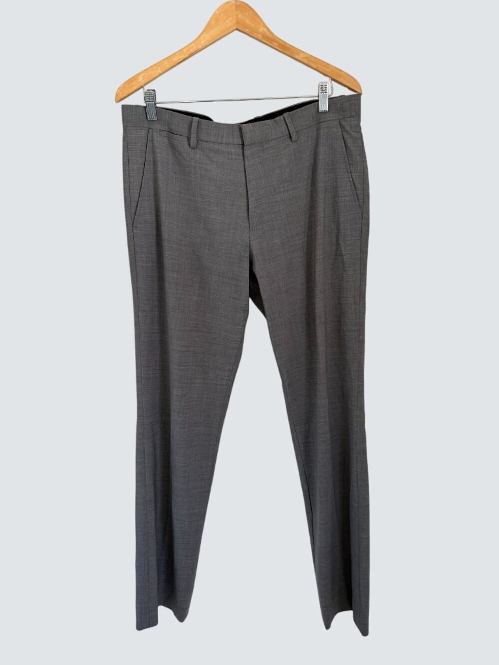 Theory Mens Gray Wool-Blend Slim-Fit Dress Pants Size 32